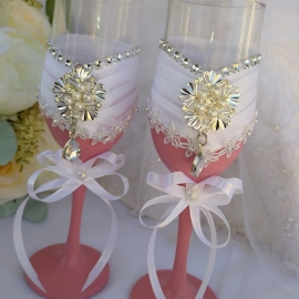 Свадебные бокалы "Пудровый розовый"