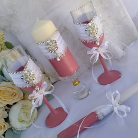 Свадебные бокалы "Пудровый розовый"