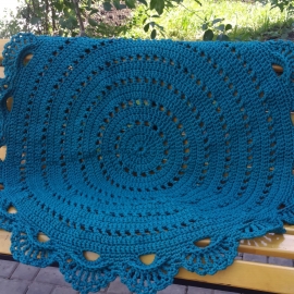 Круглый коврик цвета морской волны из полиэфирного шнура