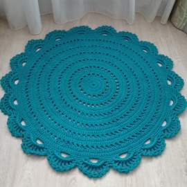 Круглый коврик цвета морской волны из полиэфирного шнура
