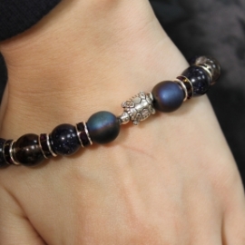 "Черепашки" браслет из гематита, авантюрина и турмалинового кварца