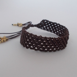 Браслет Сеточка коричневый ажурный плетеный в технике макраме