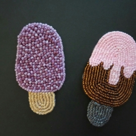 комплект из 2-х брошей "Мороженное"