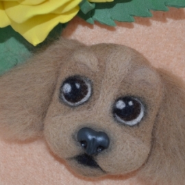 брошь, в виде головы песика.