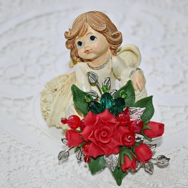 Брошь в технике авторского плетения "О, роза красная..."