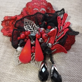 Брошь "Коралловое настроение"