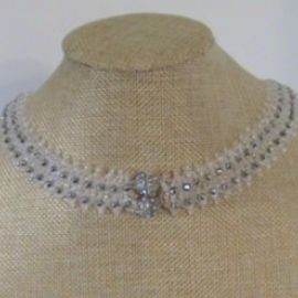 Колье "Северное сияние", плетеное из гематита и бисера