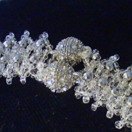 Колье "Северное сияние", плетеное из гематита и бисера