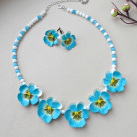 комплект из полимерной глины"Анютины глазки"