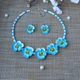 комплект из полимерной глины"Анютины глазки"