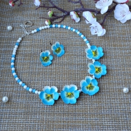 комплект из полимерной глины"Анютины глазки"