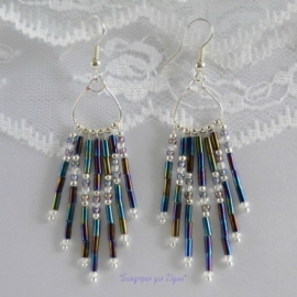 Серьги длинные Радужный стеклярус