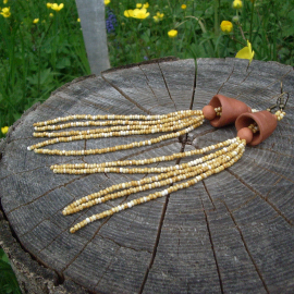 серьги глиняные "колокольчики с бахромой"