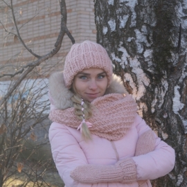 Комплект шапка + снуд + варежки