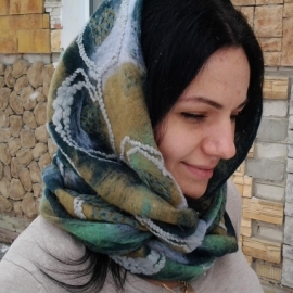 Шарф-снуд валяный "Чёрное золото"