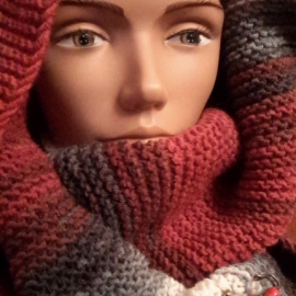 Шарф - снуд, хомут оттенки серого и красного