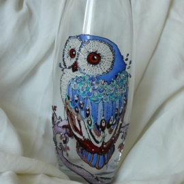 Ваза" Сова"в голубом на ветке .