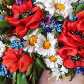 Картина "Аромат лета" (вышивка лентами)