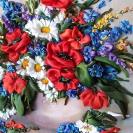 Картина "Аромат лета" (вышивка лентами)