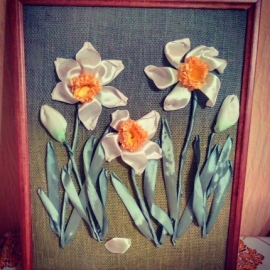 картина вышитая лентами