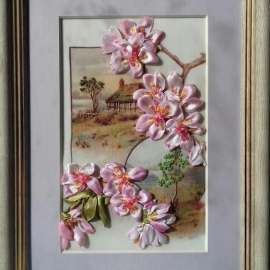 Вышивка лентами сакура