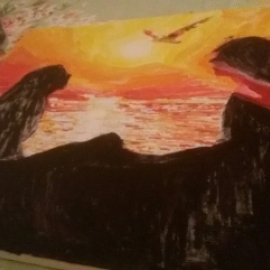 Влюблённая пара на закате