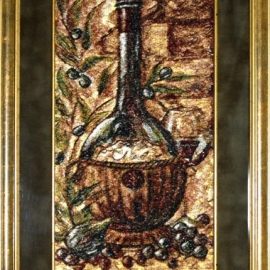 Триптих - "Погребок" - картины в технике фотостежка, машинная вышивка