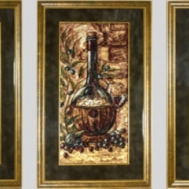 Триптих - "Погребок" - картины в технике фотостежка, машинная вышивка