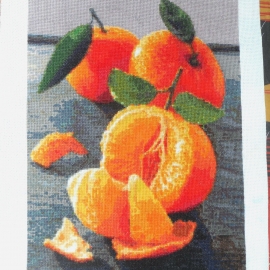 Вышитая картина "Сочные мандарины"