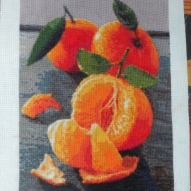 Вышитая картина "Сочные мандарины"