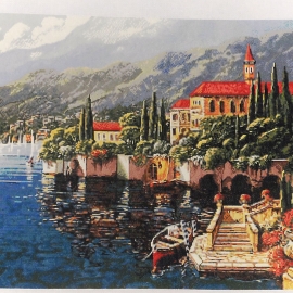 Вышитая картина "Прибрежный город"