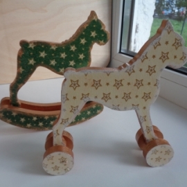 Деревянная игрушка Собака качалка, каталка