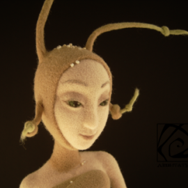 Кукла Жемчужная Улитка, сухое валяние из шерсти