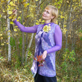 валяный жилет "сиреневый туман"р.44-46