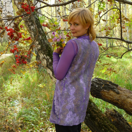 валяный жилет "сиреневый туман"р.44-46