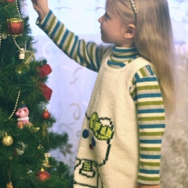 Белое платье на девочку "Котёнок Пегги".