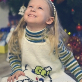 Белое платье на девочку "Котёнок Пегги".