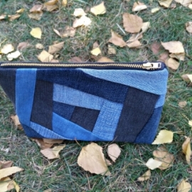 Джинсовая косметичка, лоскутное шитье. Крейзи