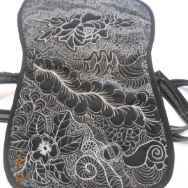 Сумочка чёрная на длинной ручке, стёжка, клатч