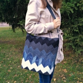 Женская джинсовая сумка на плечо, лоскутное шитье.