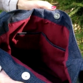 Косметичка джинсовая, лоскутное шитье. Крейзи.