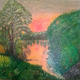 Закат у озера.