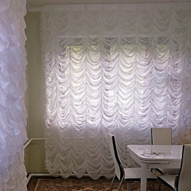 Шторы: штора "Французская" из вуали белой.