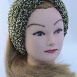 Повязка-чалма махровая, вязаная из трехцветной пряжи