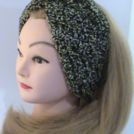 Повязка-чалма махровая, вязаная из трехцветной пряжи