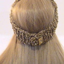 Повязка махровая вязаная бежевая