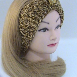 Повязка махровая вязаная бежевая