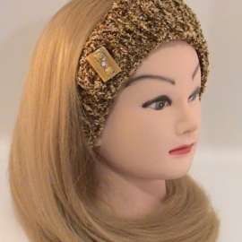 Повязка махровая вязаная бежевая