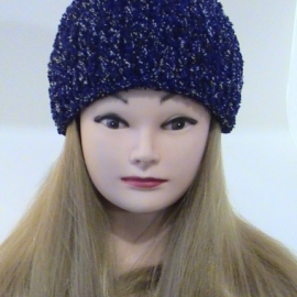 Повязка махровая вязаная, цвет: микс синего, черного и белого