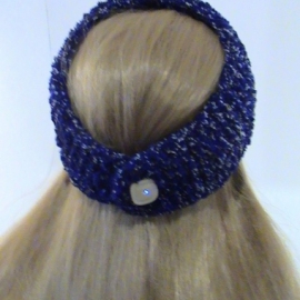 Повязка махровая вязаная, цвет: микс синего, черного и белого